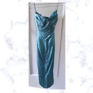 Nicole Miller teal midi dress